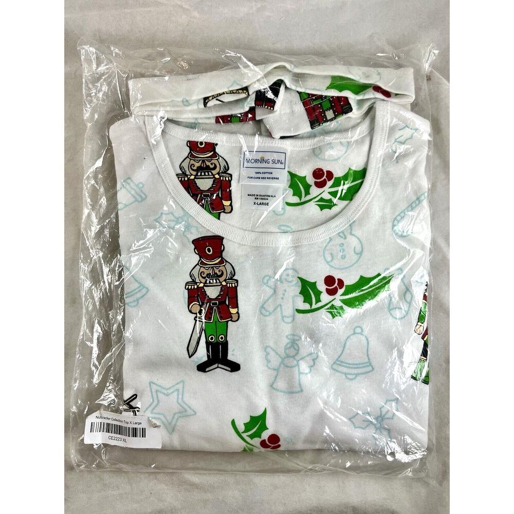 Morning Sun Nutcracker Print Holiday PJ Top Long Sleeve Cotton Sz XL NEW Sealed